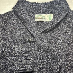 Aran Crafts Mens XLarge 100% Merino Wool Navy Sweater w/ Pockets